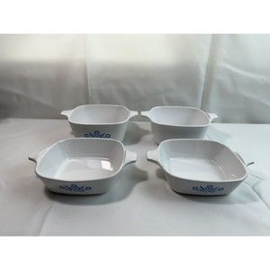 Lot Of 4 Vintage Corning Ware Casserole Dish  3 Blue‎ Cornflower 1 White P-43-B